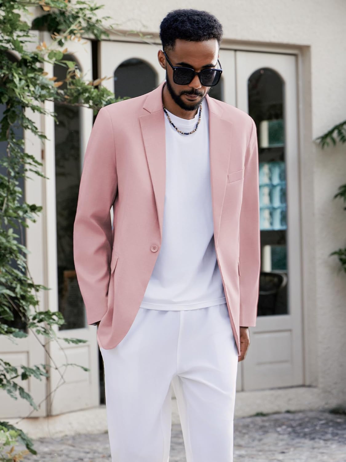 MAGE MALE Men's One Button Suit Jacket Elegant Solid Color Blazers Slim Fit Lightweight Sport Coats Blazer - Image 3