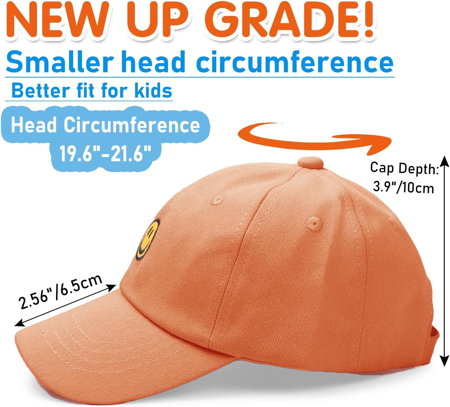 SONMONY Smile Face Toddler Baseball Cap Boy Baseball Hats Kids Washed Funny Hats Adjustable Cute Caps for 3-12 Years… - Image 5