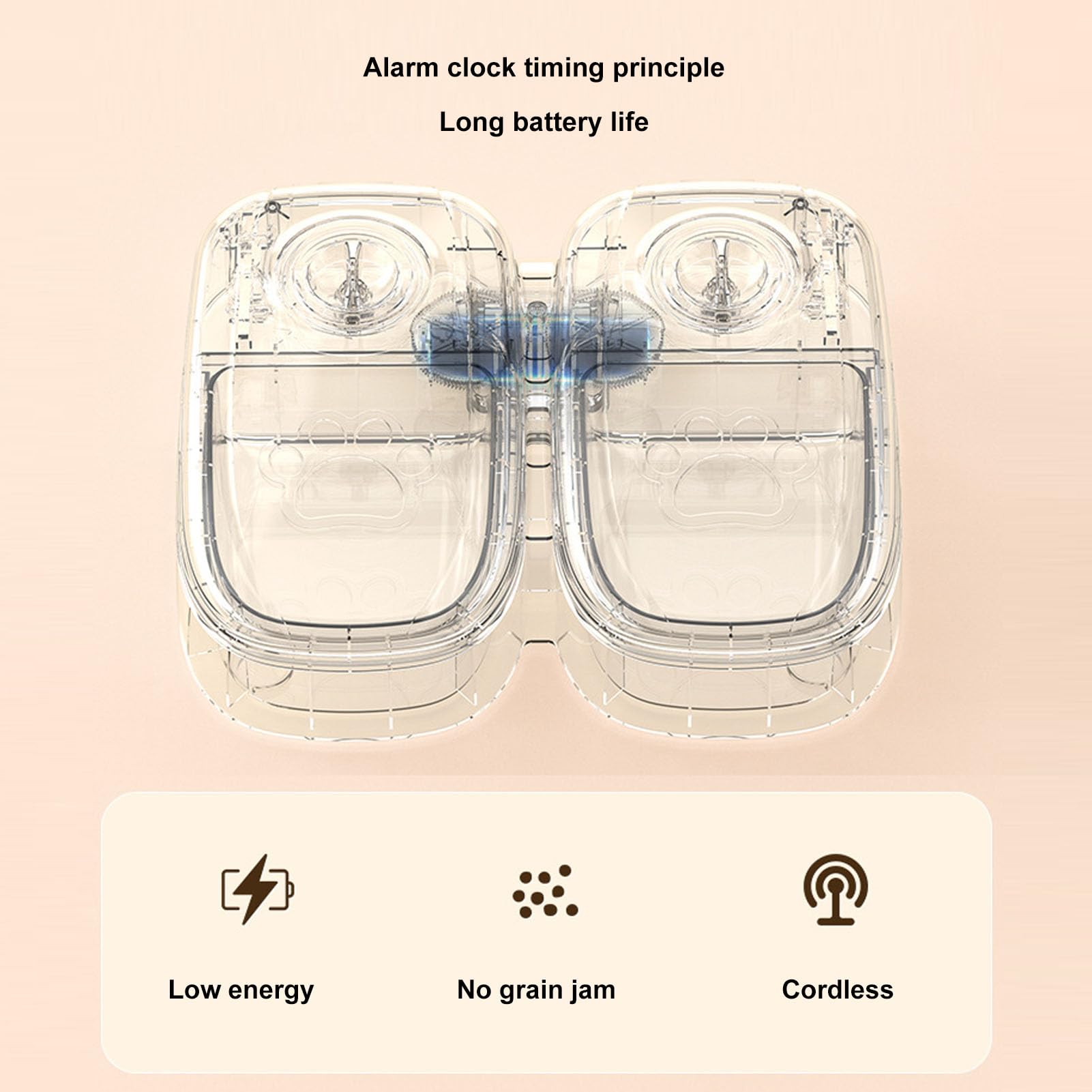 Double Meals Automatic Pet Feeder, Smart Timed, 350ml per Bowl, ABS Material, Ice Pack Space, Removable Design, Anti Slip Pads, for Cats Small Medium Dogs, (Pink) - image 6