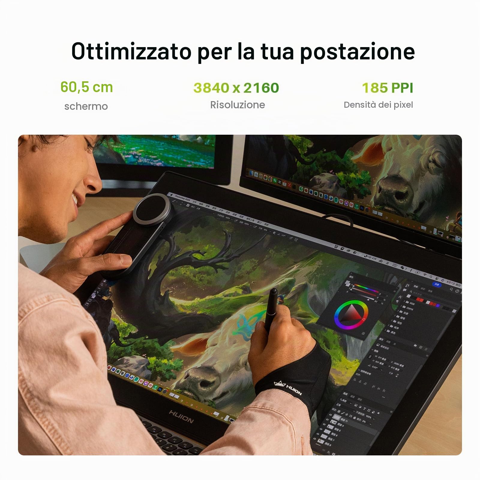 HUION Kamvas Pro 24 Gen 3 Tavoletta Grafica Touch 4K UHD