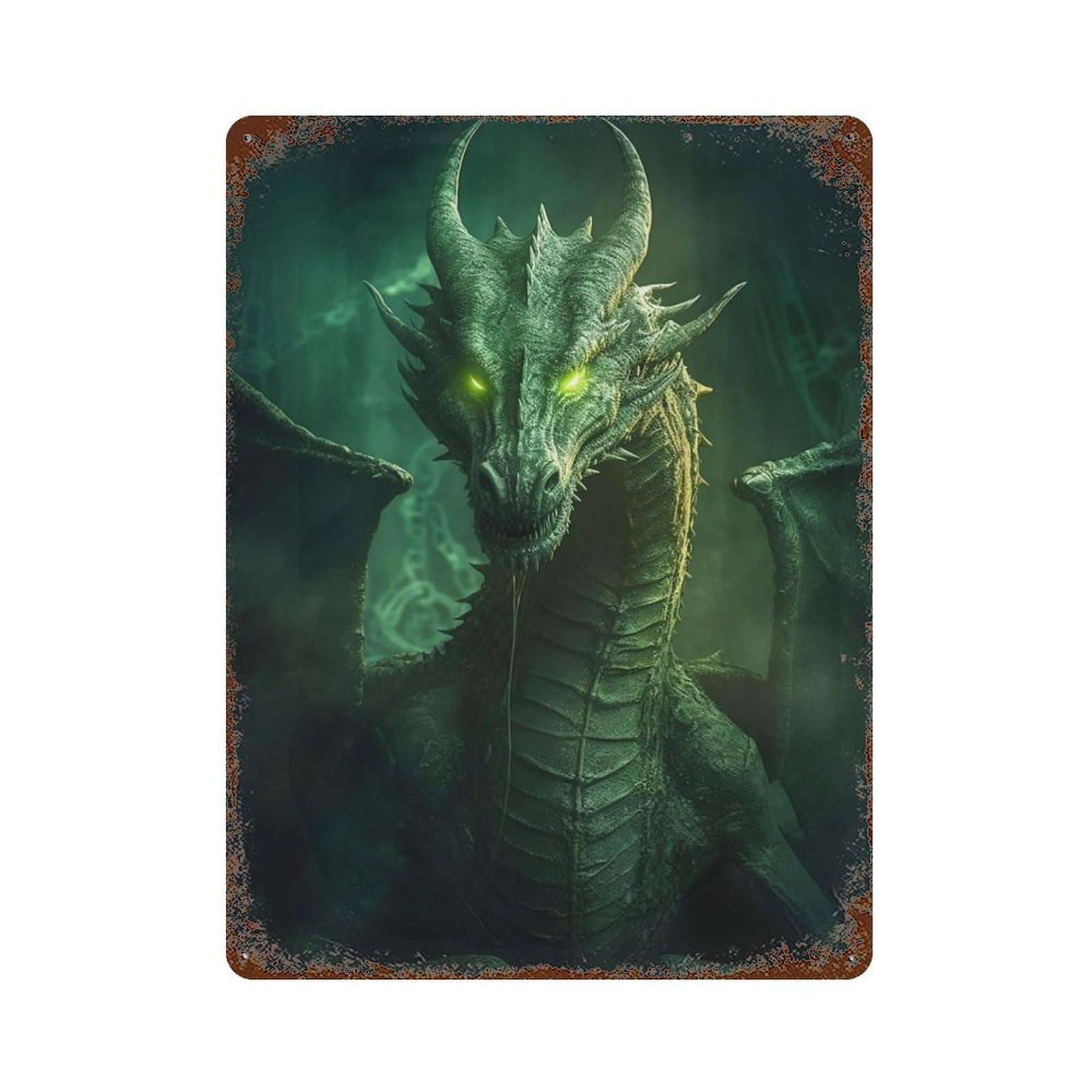 Garage Style Necropolis Guardian Aged Metal Wall Plaque 15.7"x11.8", Farmhouse Wall Decor for Bar And Workshop