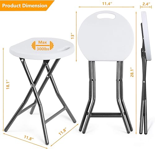 Miniatura 3 de 5Rcom Taburetes portátiles plegables y ligeros de 18 pulgadas, juego de 2 taburetes redondos plegables de plástico para adultos con patas de marco