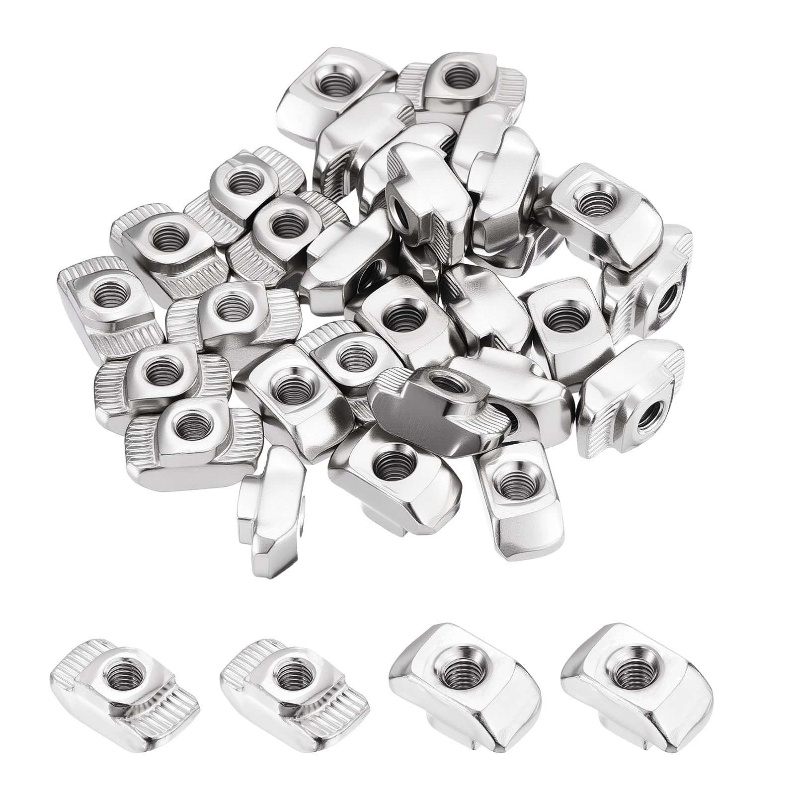 Kozelo 30Pcs t Slot Nuts M5-0.8 4545 Series for Aluminum Extrusion Silver