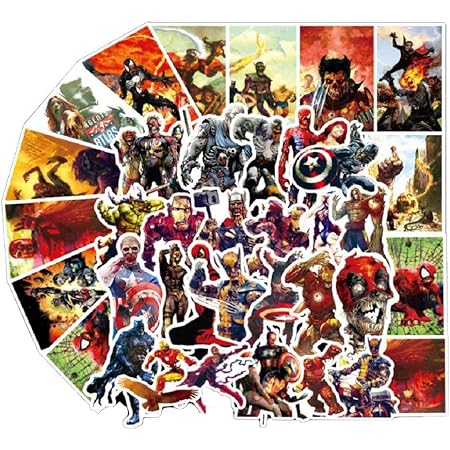 Amazon マーベル ゾンビ アベンジャーズ アメコミ アメリカ映画漫画アニメ スパイダーマン デッドプール キャプテンアメリカ バットマン 防水ステッカー40枚 ステッカー デカール 車 バイク