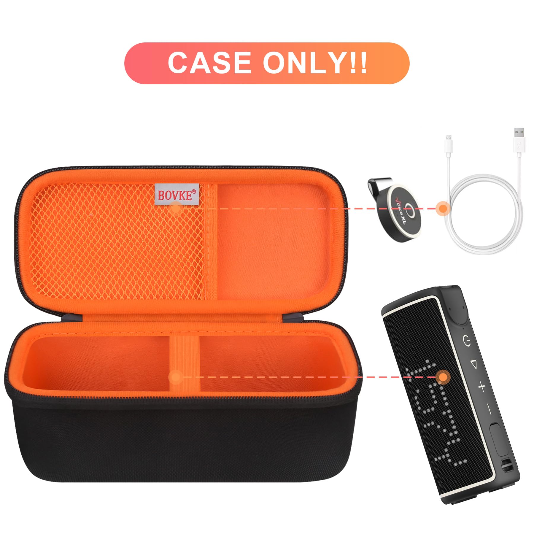 BOVKE Carrying Case Compatible with GOLFBUDDY Voice XL Magnetic Golf GPS Speaker, Attachable Golf GPS Speaker Holder with Mesh Pocket for Charging Cords and Accessories, Black