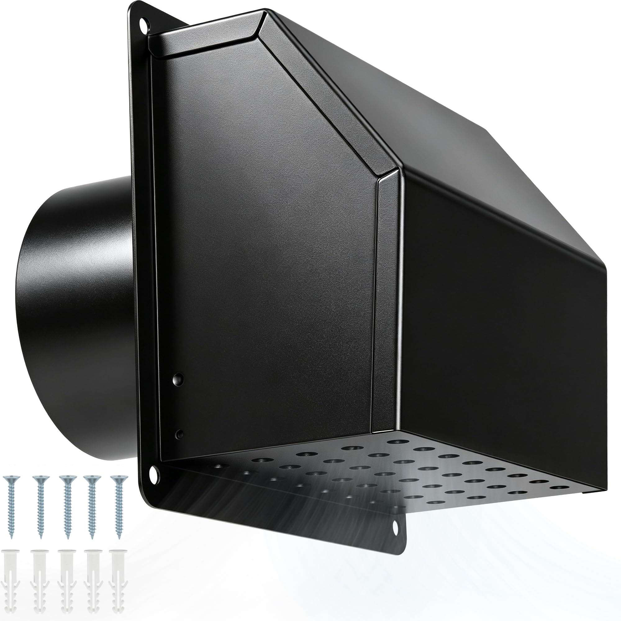 4 Inch Dryer Vent Cover Outdoor with Screen and Damper, Black