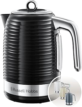 Russell Hobbs Inspire Electric 1.7L Cordless Kettle (Fast Boil 3KW, Black premium textured plastic, high gloss finish, Removable washable anti-scale filter, Pull off lid, Perfect pour spout) 24361 : Amazon.co.uk: Home & Kitchen