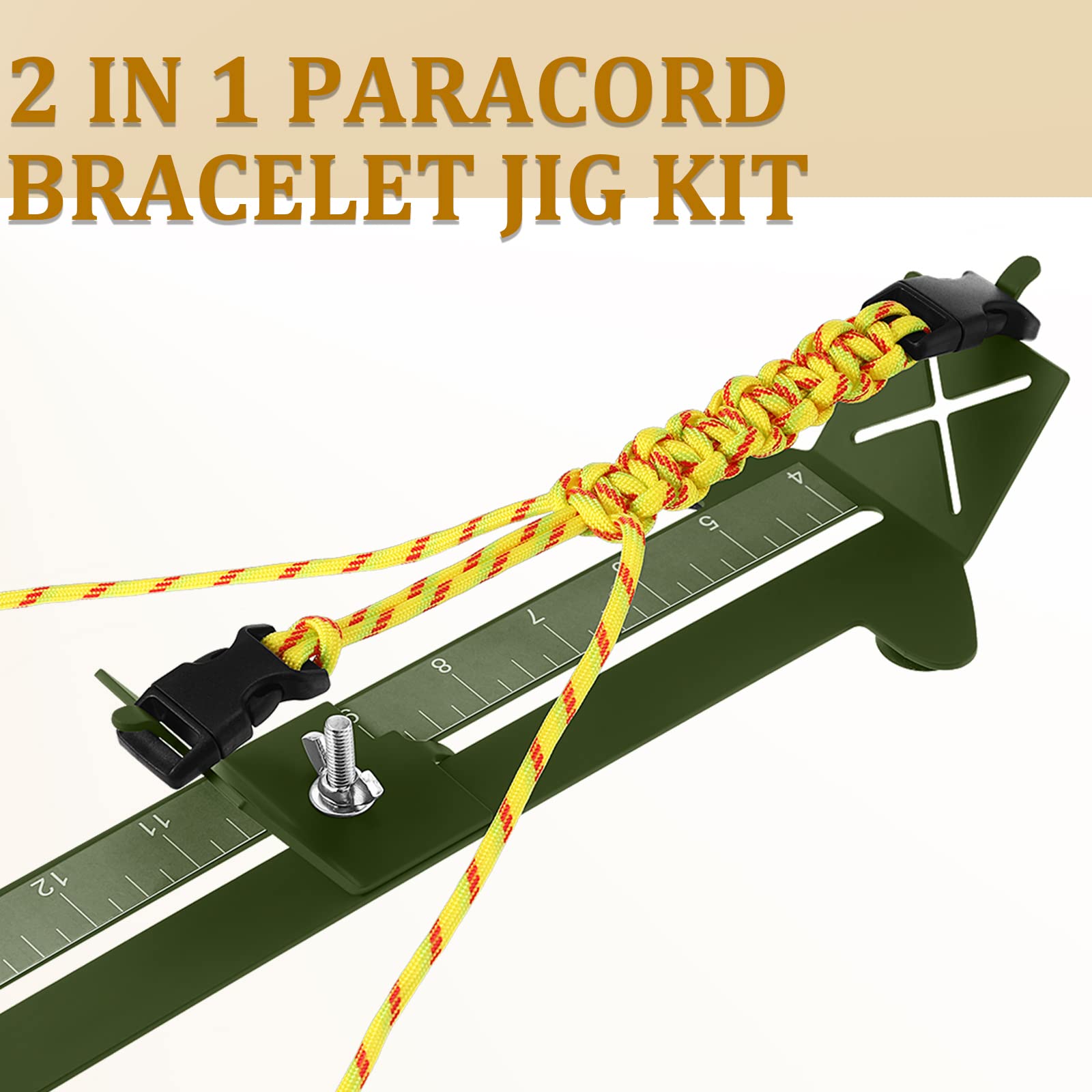 BBTO Paracord Armband Jig Kit Paracord Pin Set Einstellbare Länge Paracord Jig Armband Machen Knoten Werkzeuge Paracord FID Set Edelstahl Nähen Set (Armee Green)