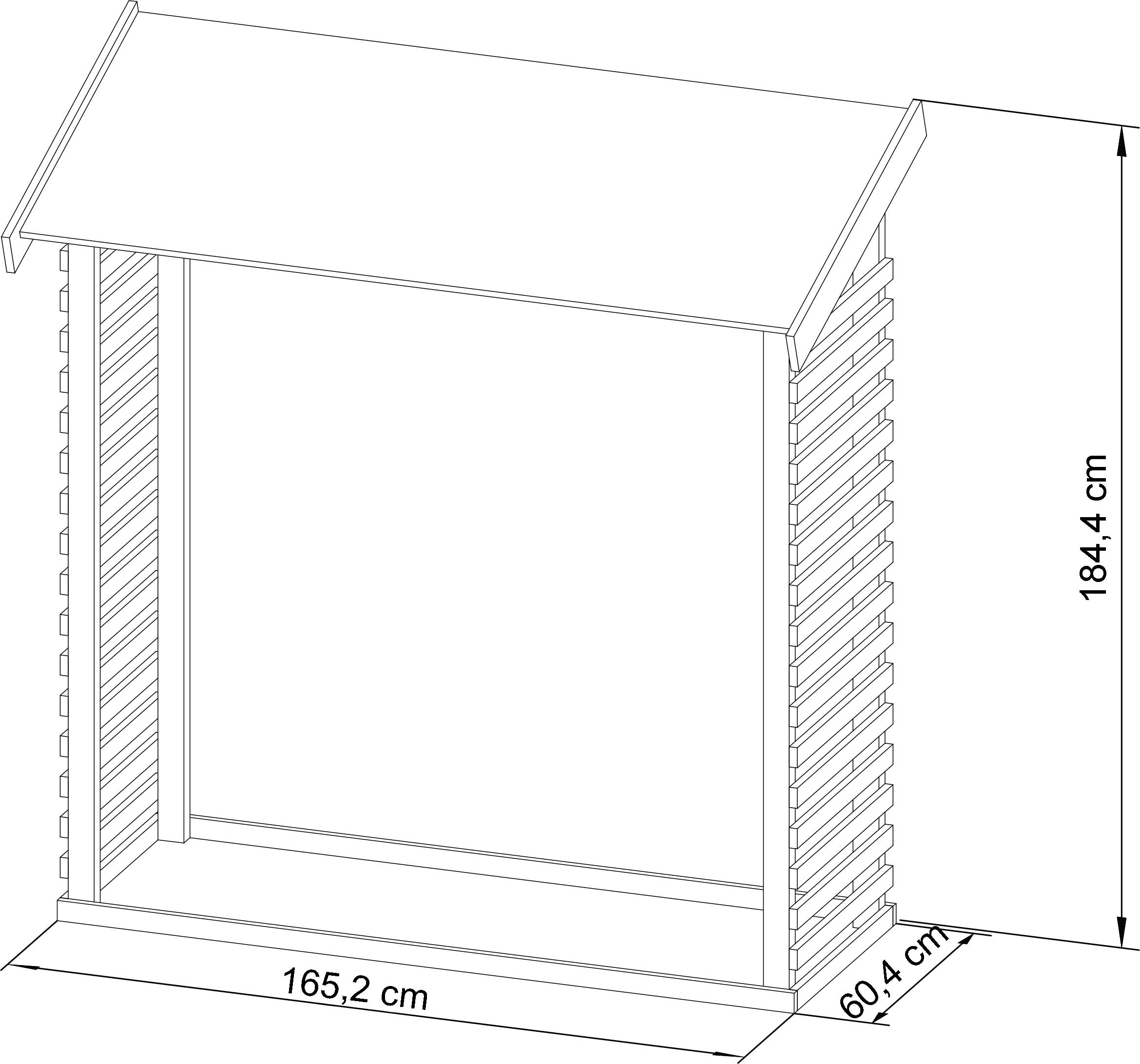 Kaminholzlager inkl. Dacheindeckung Kaminholzregal Kaminholzunterstand Brennholzregal in versch. Ausführungen (165x60x184 in cm (BxHxT))