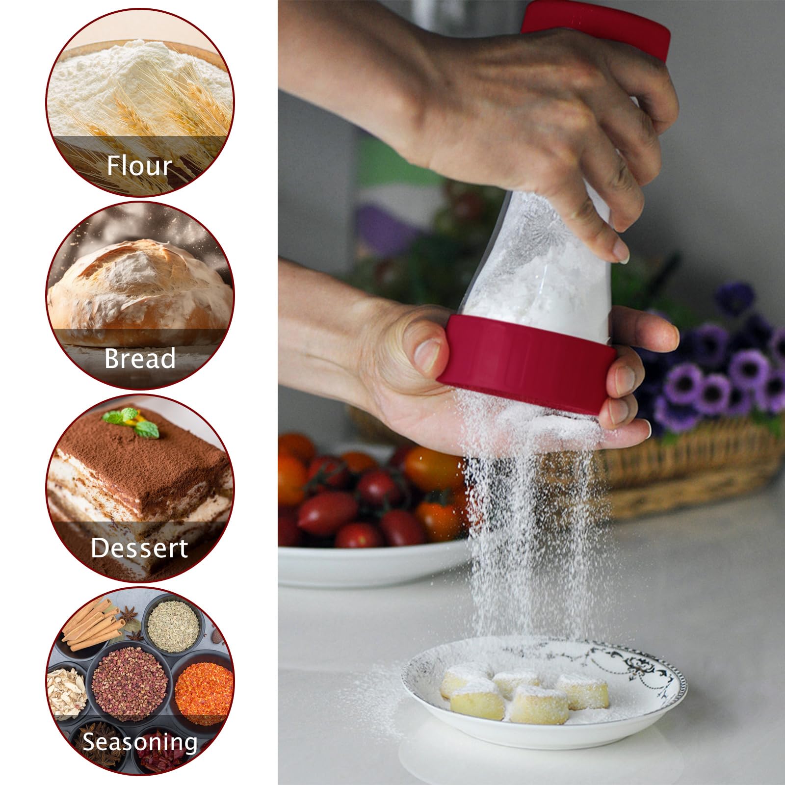 Xiuyer Lot De 2 Tamis à Farine Et Saupoudreuses – Idéal Pour Sucre Glace, Chocolat Et Pâtisserie, Avec Couvercle Anti-Humidité