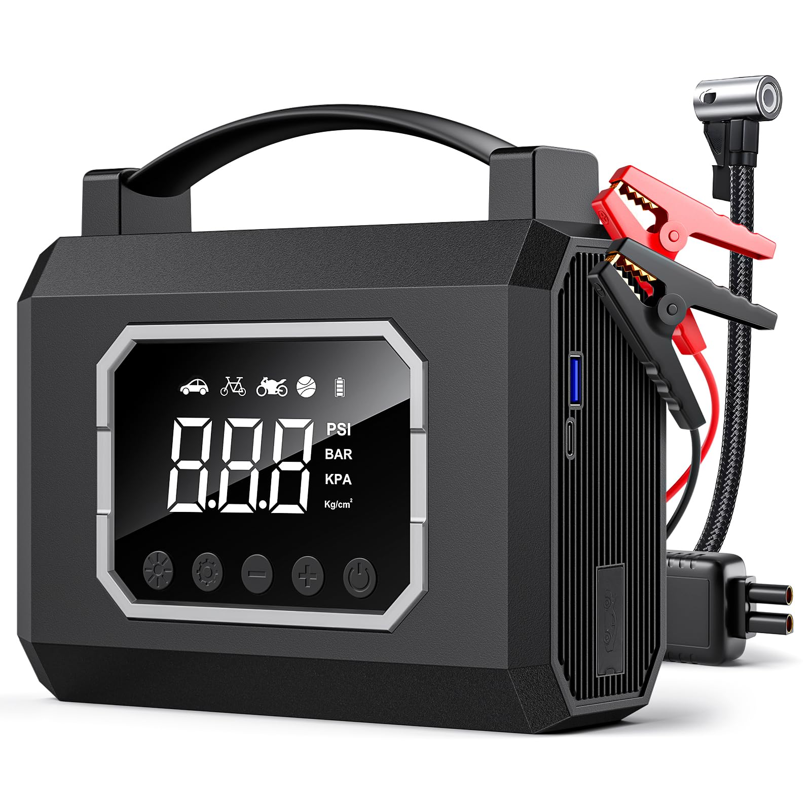 Photo 1 of ***FOR PARTS ONLY/ NON-FUNCTIONAL*** Tire Inflator Portable Air Compressor, 160PSI & 26800mAh 4X Fast Inflation, 65W Fast Charge, Car Battery Jump Starter,4 Modes Flashlight, Air Pump with Digital Pressure Gauge for Car, Bike, Motorcycle