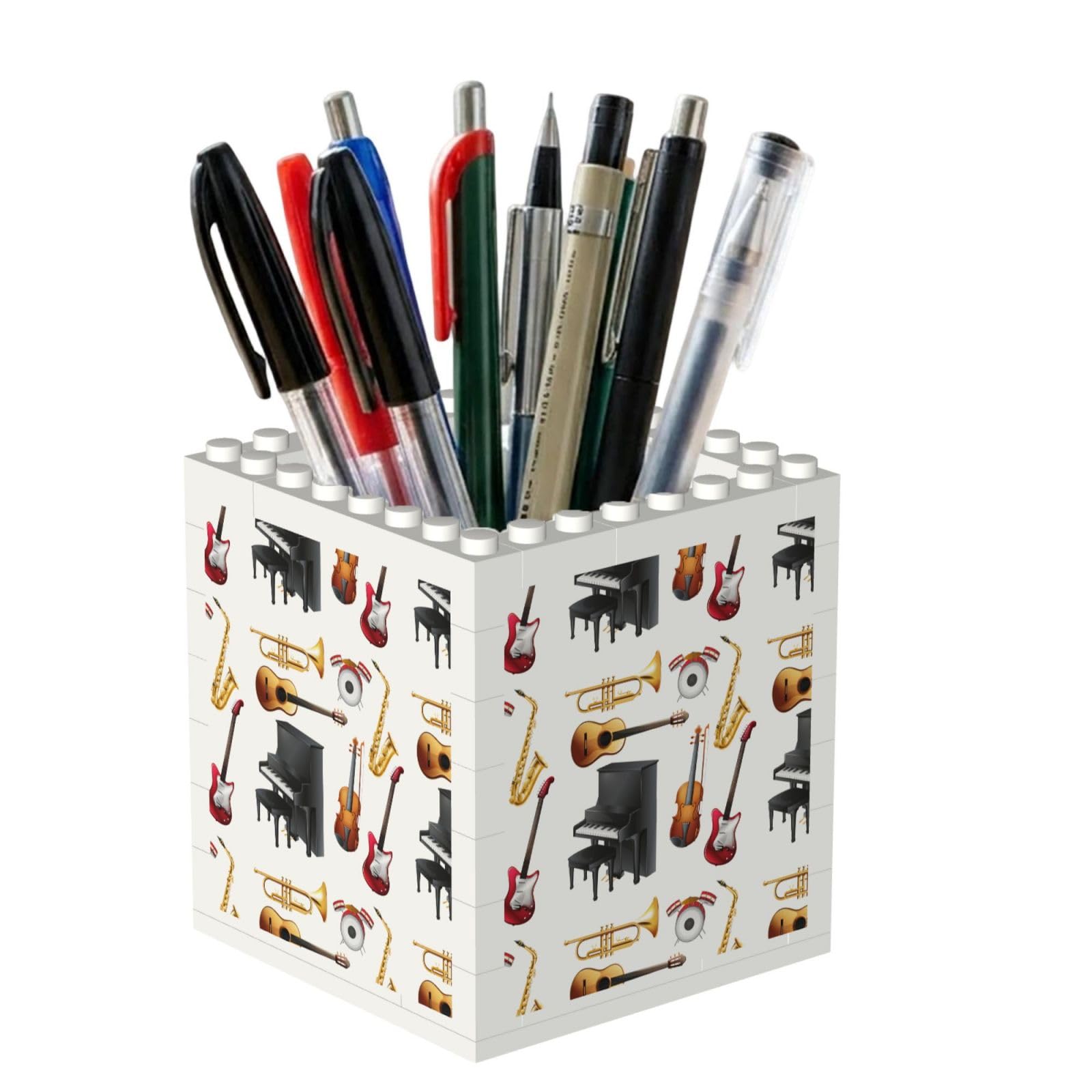 Poadnly Musical Instrument Piano Guitar Saxophone, Pen Pot Pencil Holder for Office Home School, Compact Desk Organiser for Office Stationery
