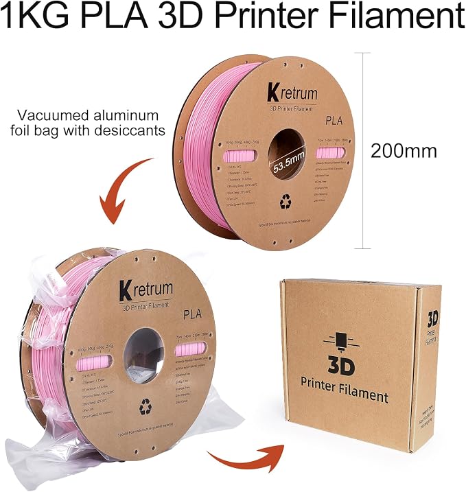 Filamento PLA rosa para impresión 3D 1.75mm 1KG miniatura 7