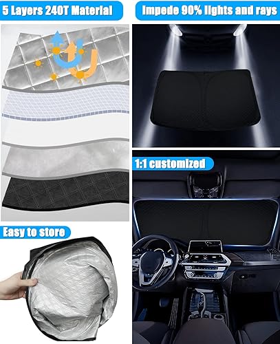 Miniatura 4 de BESTVIEW Parasol para parabrisas compatible con Mini Cooper F55 2015-2024 2025, protector solar reflectante plegable, 5 capas de material 240T