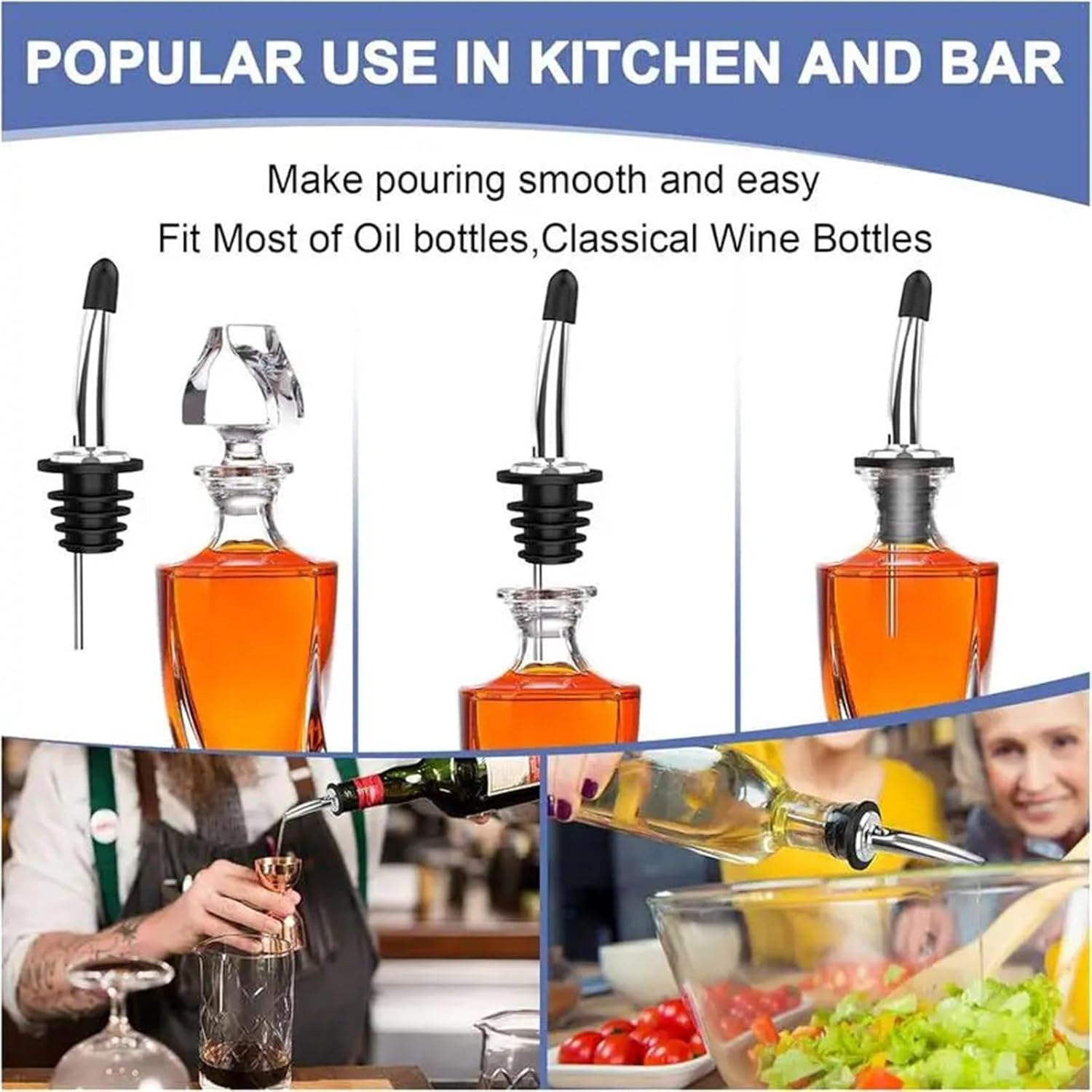 Liquor Pour Spout 30 PCS Speed Pourers With Caps Stainless Steel Liquor Pourer With Covers