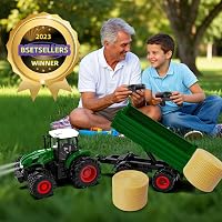 PENGBU RC Távirányítós Traktor Játék Utánfutóval és Világítással, 2.4GHz Távirányító, 3-10 Éves Gyerekeknek, Fejlesztő Játék 6