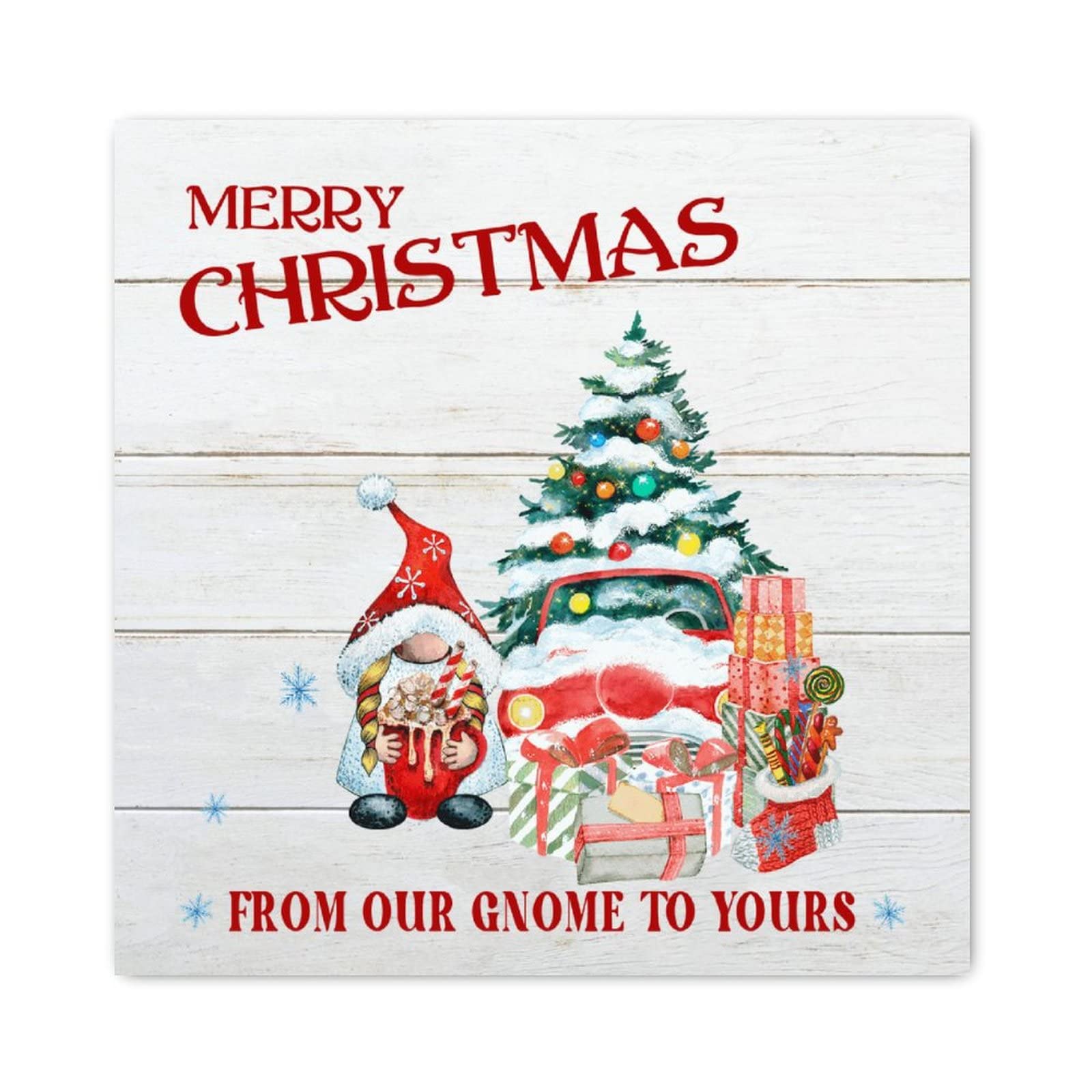 Inscription amusante From Our Gnome to Yours sur panneau bois Noël