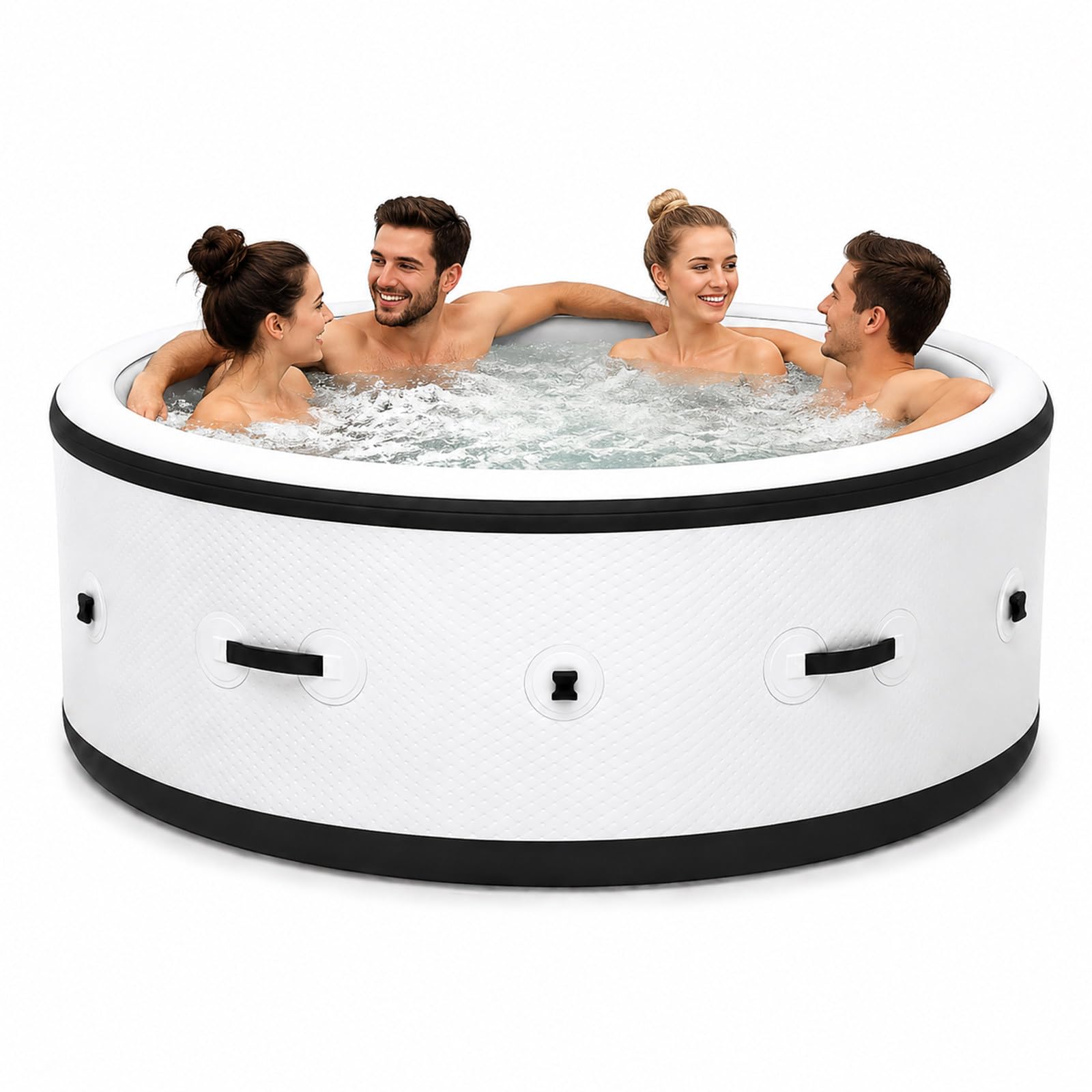 SHUMIAO 81" Portable Inflatable Hot Tub Spa 4-6 Adults, Blow Up Spa with 150 Soothing Bubble Jets, 104°F Water Heating System, 6-Color LED Lights, Heavy Duty Puncture-Resistant Pool for Outside Patio