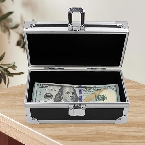 Miniatura 5 de Caja de dinero con cerradura, Caja de dinero de aleación de aluminio para efectivo, Soporte de dinero, Organizador de efectivo, Bandeja de moneda de