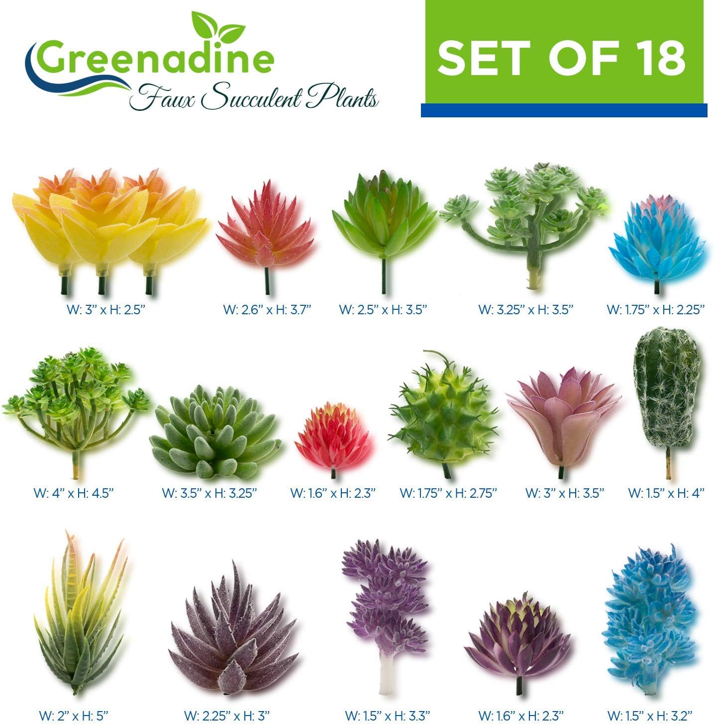Premium Artificial Succulent Plants - 18 Pack - Fake Succulent Plants Variety Pack With Small, Medium & Large - Unique Feaux Succulent Plants Unpotted For Patios And Home Decor - Artificial Succulents