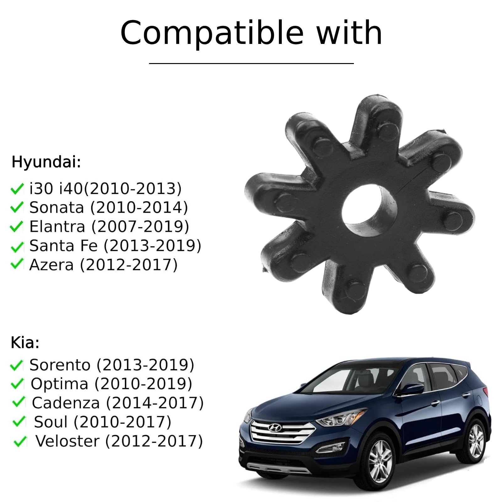 2 Giunti Sterzo Flessibili In Gomma | Accoppiatore Piantone Sterzo Compatibile Con Hyundai (Sonata, Santa Fe) E Kia (Soul, Optima)