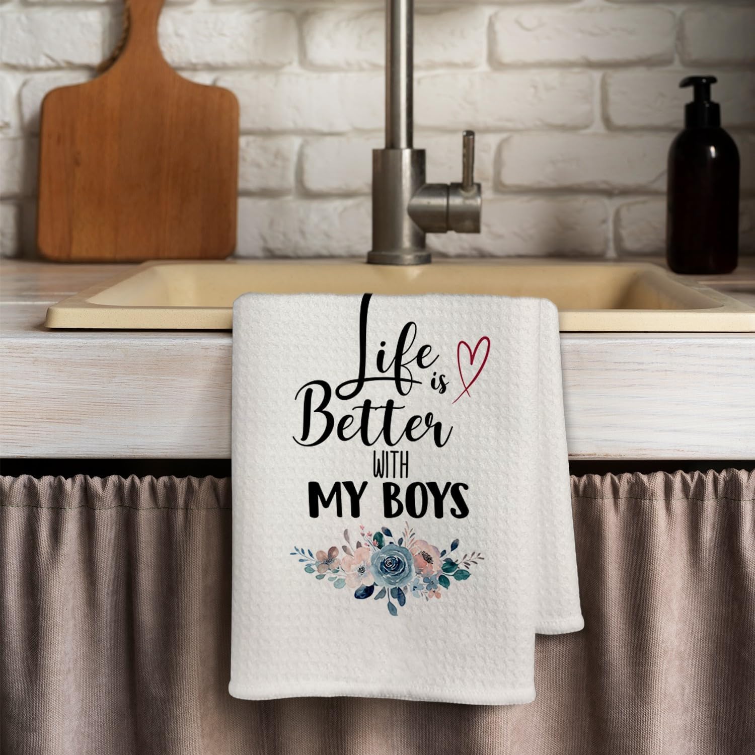 Mother Gifts Kitchen Towels 16x24 Inch,Life is Better with My Boys Hand Dish Towels Decor for Kitchen,Best Boy Mom Gifts - Image 4