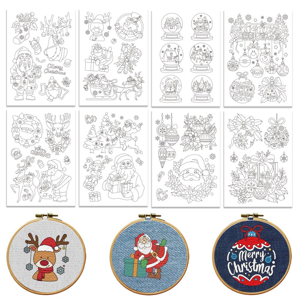 peacoblue Santa Claus and Crystal Ball Stick and Stitch Embroidery Patterns