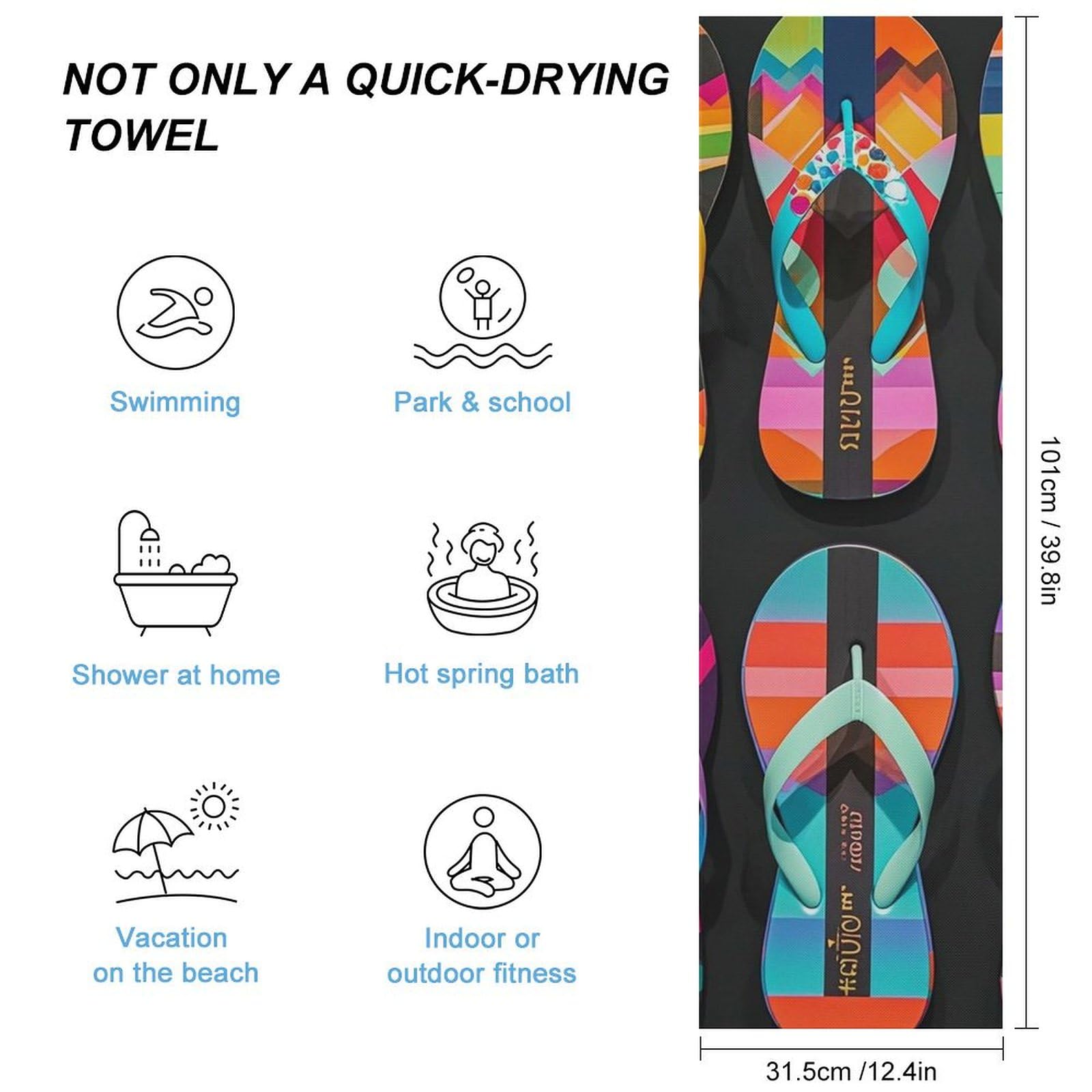 FHESDCW Flip Flops Towel Quick Dry Ice Towels for Hot Weather Breathable Camping Towels Sweat Super Absorbent Bathroom Towel for Gym Yoga Pilates Exercise