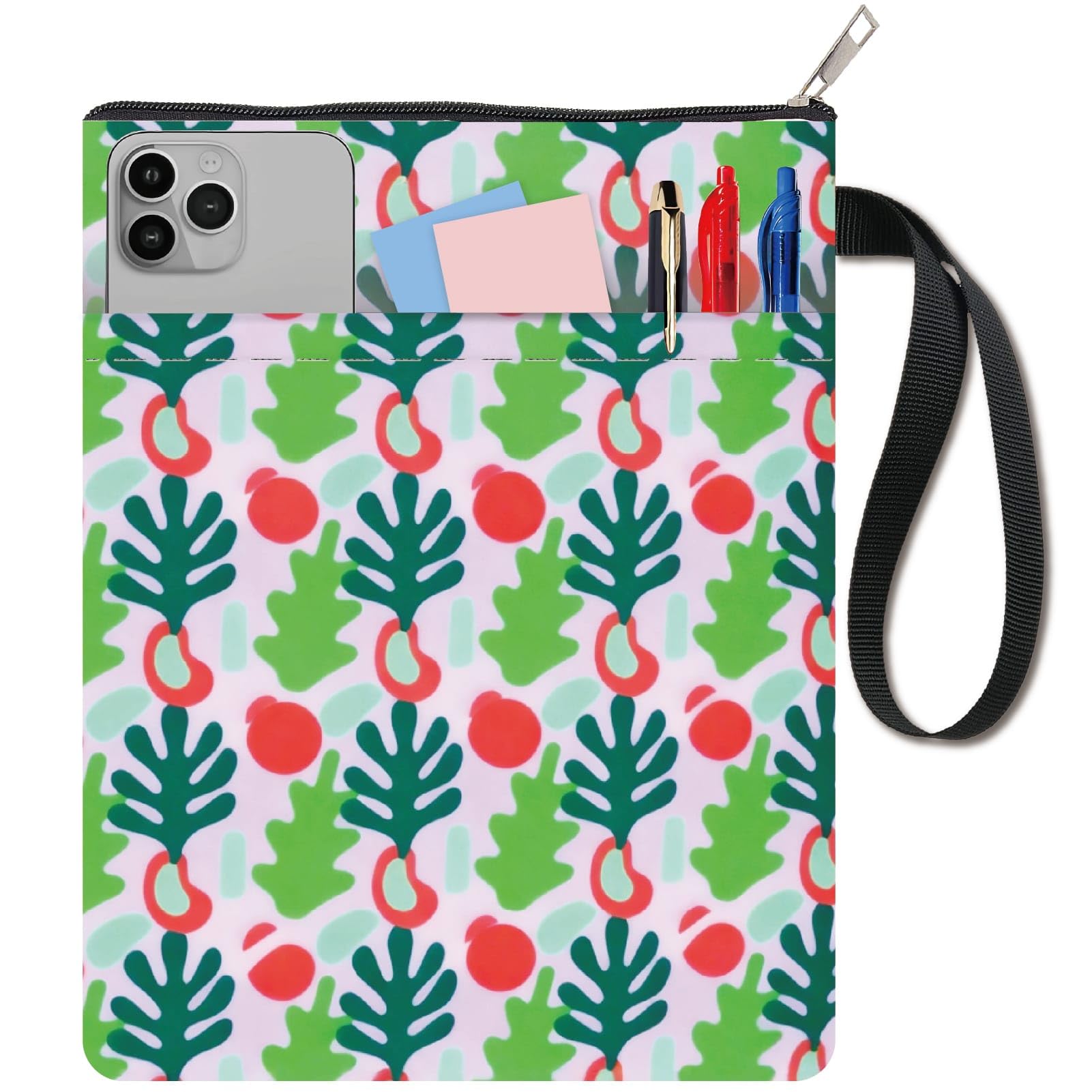 CRASPIRE Plant Book Sleeve Waterproof Zippered Books Pouch Cover Protector with Extra Sleeves Pocket Double Sided Washable Cloth Notebook Wrap Bag for Bookish Hardcover Paperback 11 x 8.6 Inch