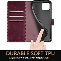 Vista 6 de SUANPOT para iPhone 13 (No 13Pro) 6.1 pulgadas 5G con bloqueo RFID Funda de billetera titular de tarjeta de crédito, Libro Flip Funda de cuero PU