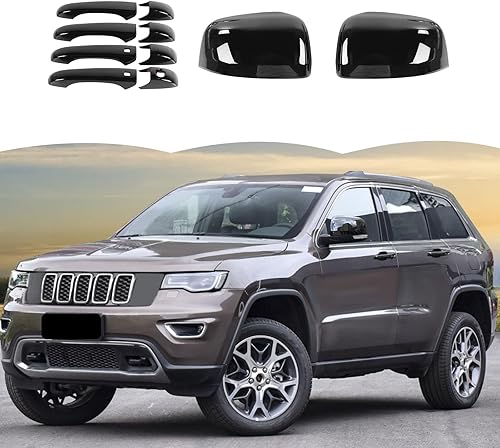RT-TCZ Cubierta de espejo retrovisor para manija de puerta, kit de decoración exterior, accesorios de decoración para Jeep Grand Cherokee 2011-2020,