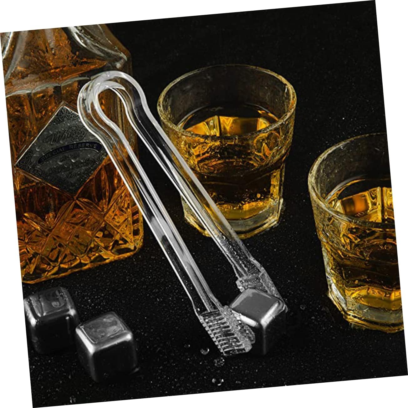PRETYZOOM 10pcs Ice Cube Tongs Slip Grip Acrylic Sugar Cube Clamps Serving Tongs for Appetizers Buffet Bbq Daily Use