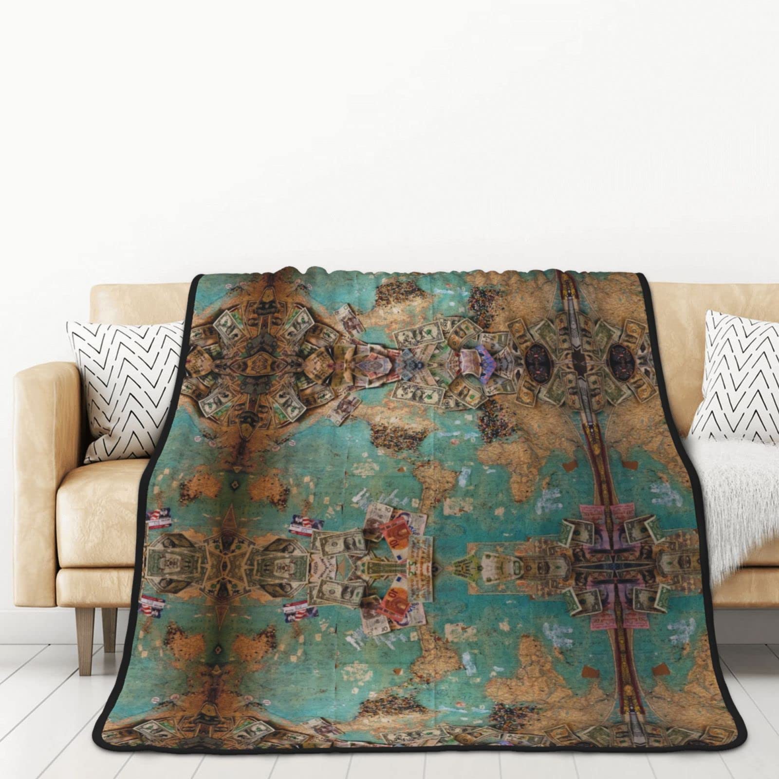 Couverture flanelle lit canapé imprimée douce chaude légère 152x203