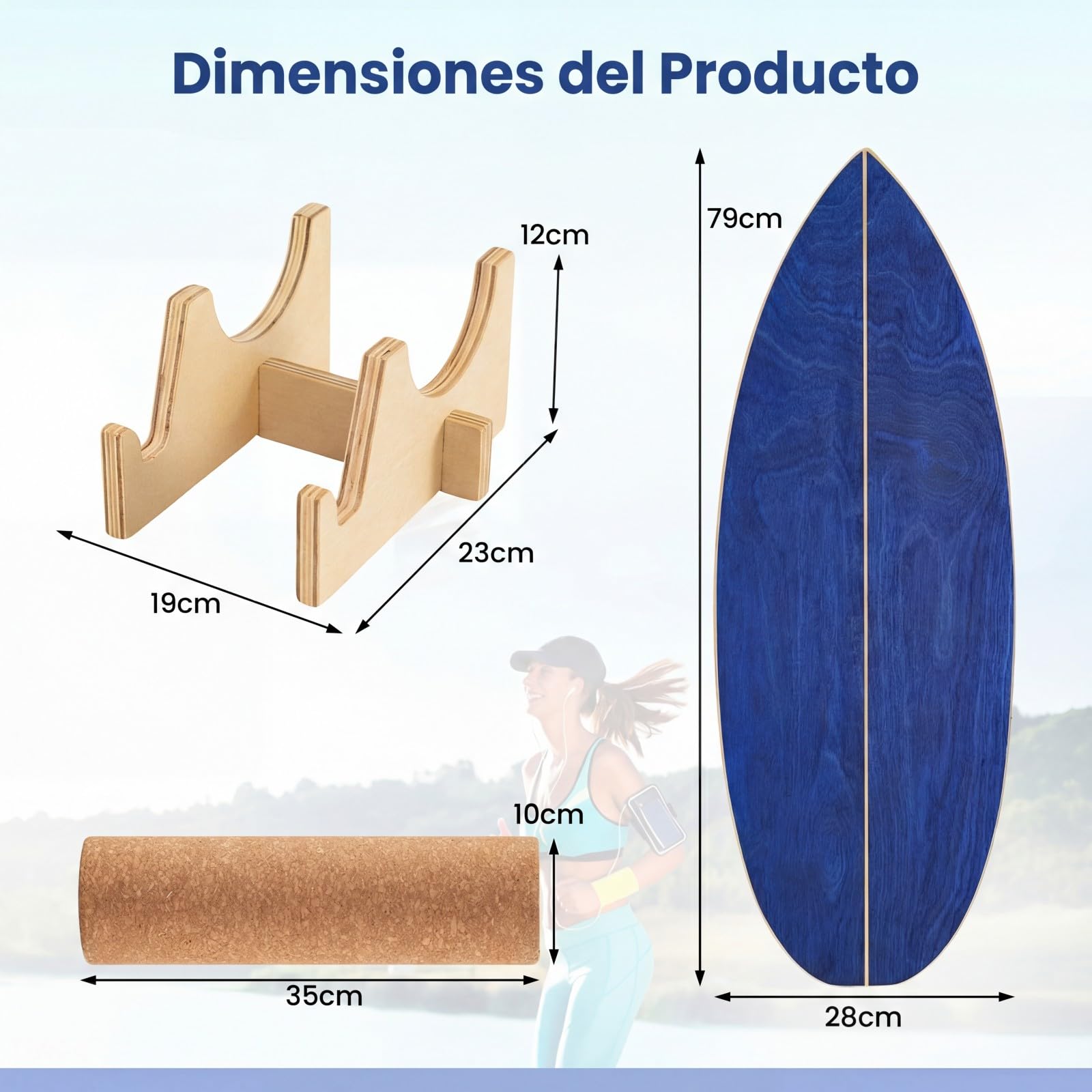 COSTWAY Tabla Equilibrio para Adultos, Balance Board de Madera con Rodillo de Corcho, Estante de Almacenamiento, Tabla Equilibrio Surf Rehabilitación Yoga y Pilates