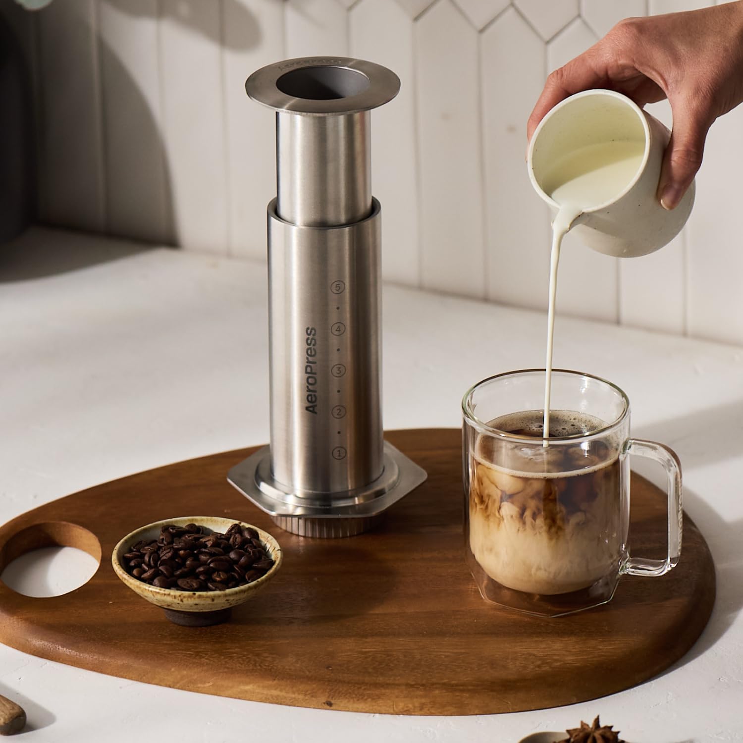 AeroPress Nasadka Filtra ze Stali Kontrolą Przepływu Nierdzewnej, Zapobiega Kapaniu, Pełna Kontrola nad grubością mielenia i czasem parzenia, Espresso, Latte, Cold Brew, Pasuje do AeroPress
