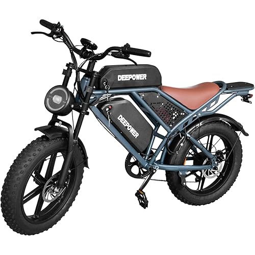 DEEPOWER Electric Bike for Adults,2000W Peak Motor&32MPH Electric Dirt Bike，48V 20AH/35AH/60AH Battery, 70-160 Max Miles,Dual Suspension Ebikes for Adults, 20" Fat Tire E Bike