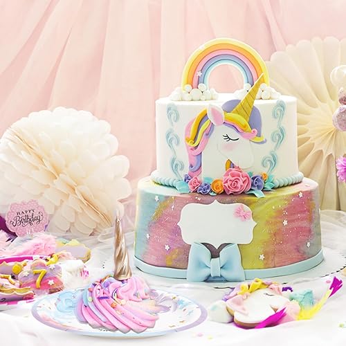 Miniatura 5 de 48 platos de papel desechables, platos de postre de fiesta de unicornio de 7 pulgadas, platos mágicos de suministros de unicornio para cumpleaños de