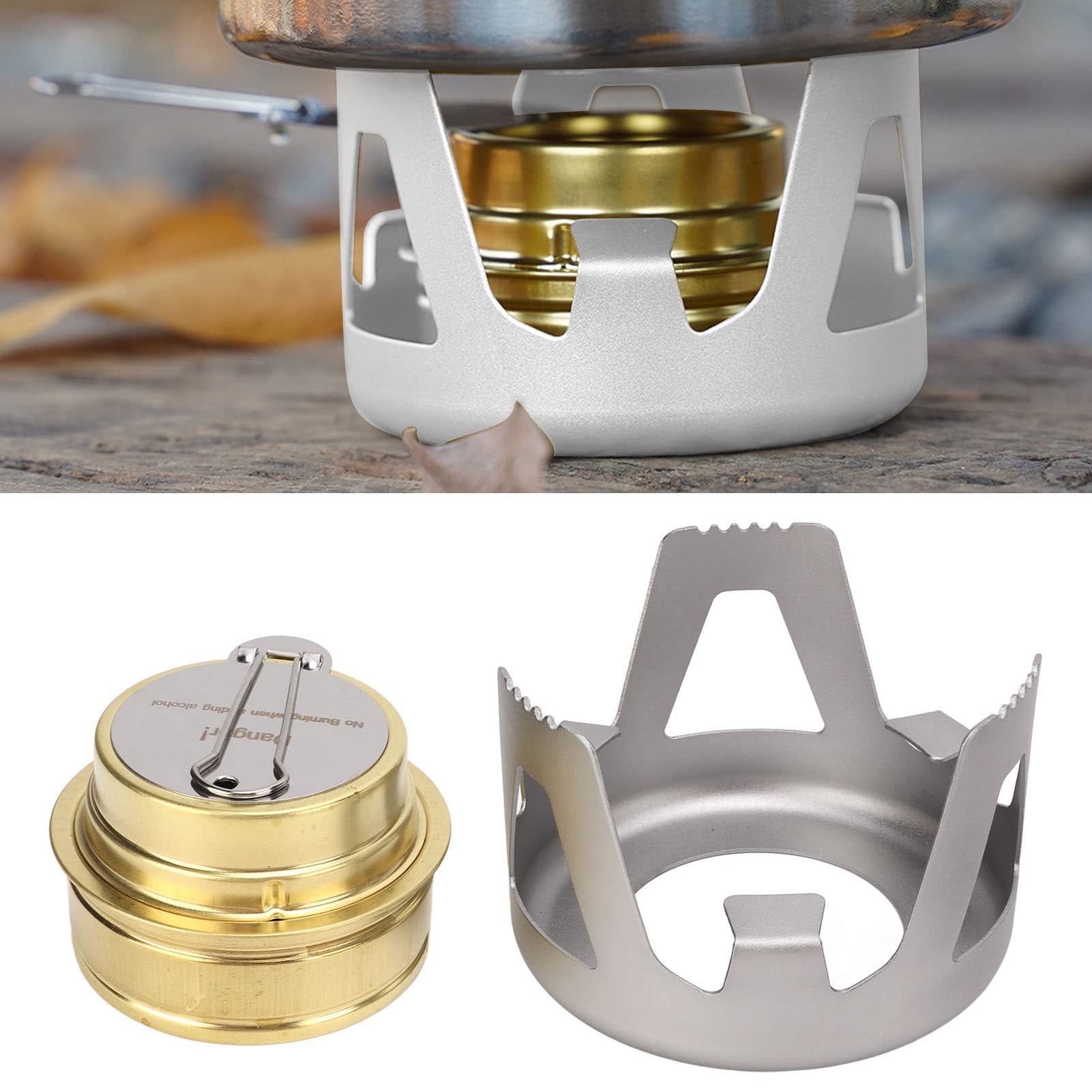 Fornello Ad Alcool Con Bruciatore A Spirito Mini Portatile Ultraleggero Da Esterno Per Campeggio E Cottura Al Barbecue (Grigio - Foto 4