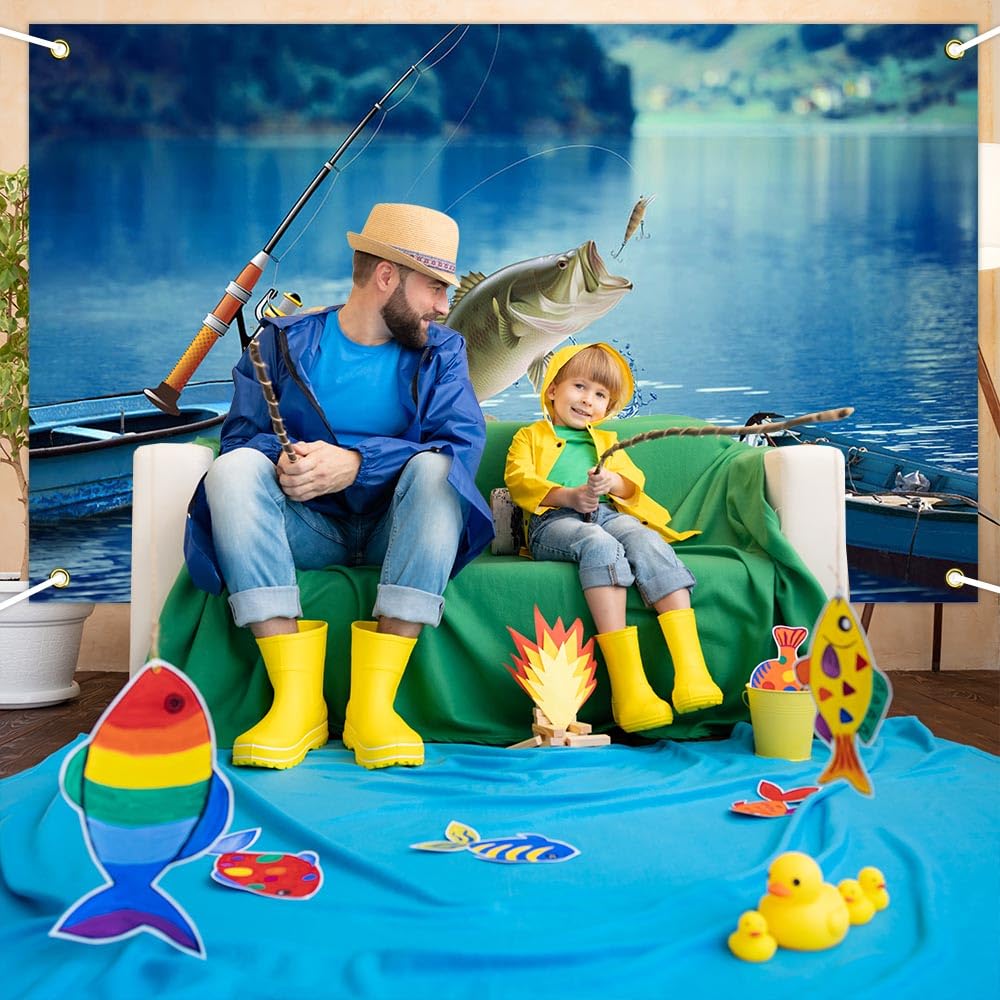 Party Backdrop Decor Avezano Gone Fishing Birthday Banner - 6x3.6 Ft ...