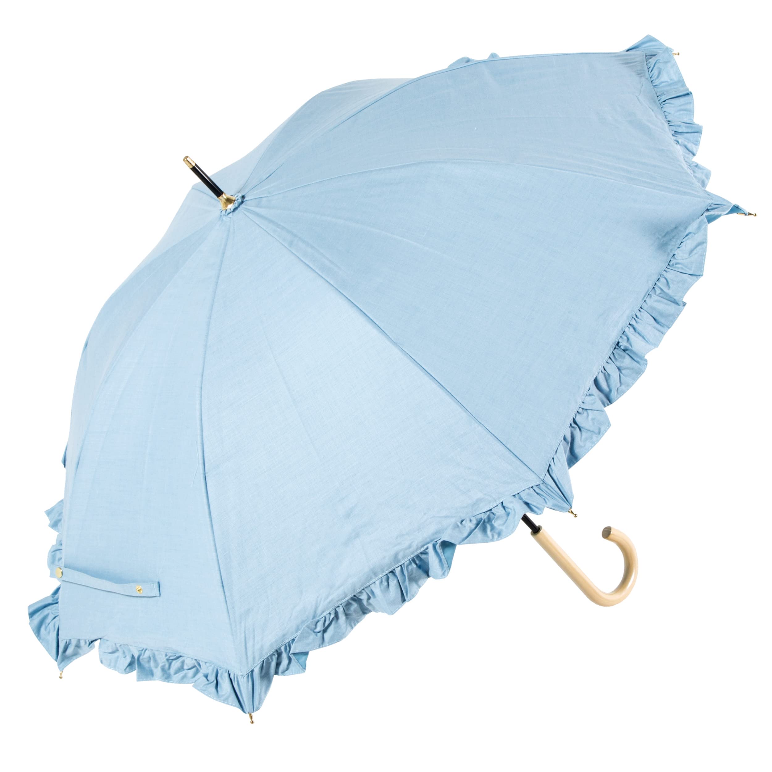 BoatHouse ボートハウス水色　傘 Amazon.co.jp: Waterfront 長傘 日傘兼用雨傘 Denim Frill Parasol