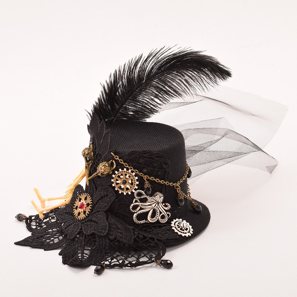 GRACEART Steampunk Mini Top Hat Headwear Small Victorian Halloween Headdress Accessory - Image 3