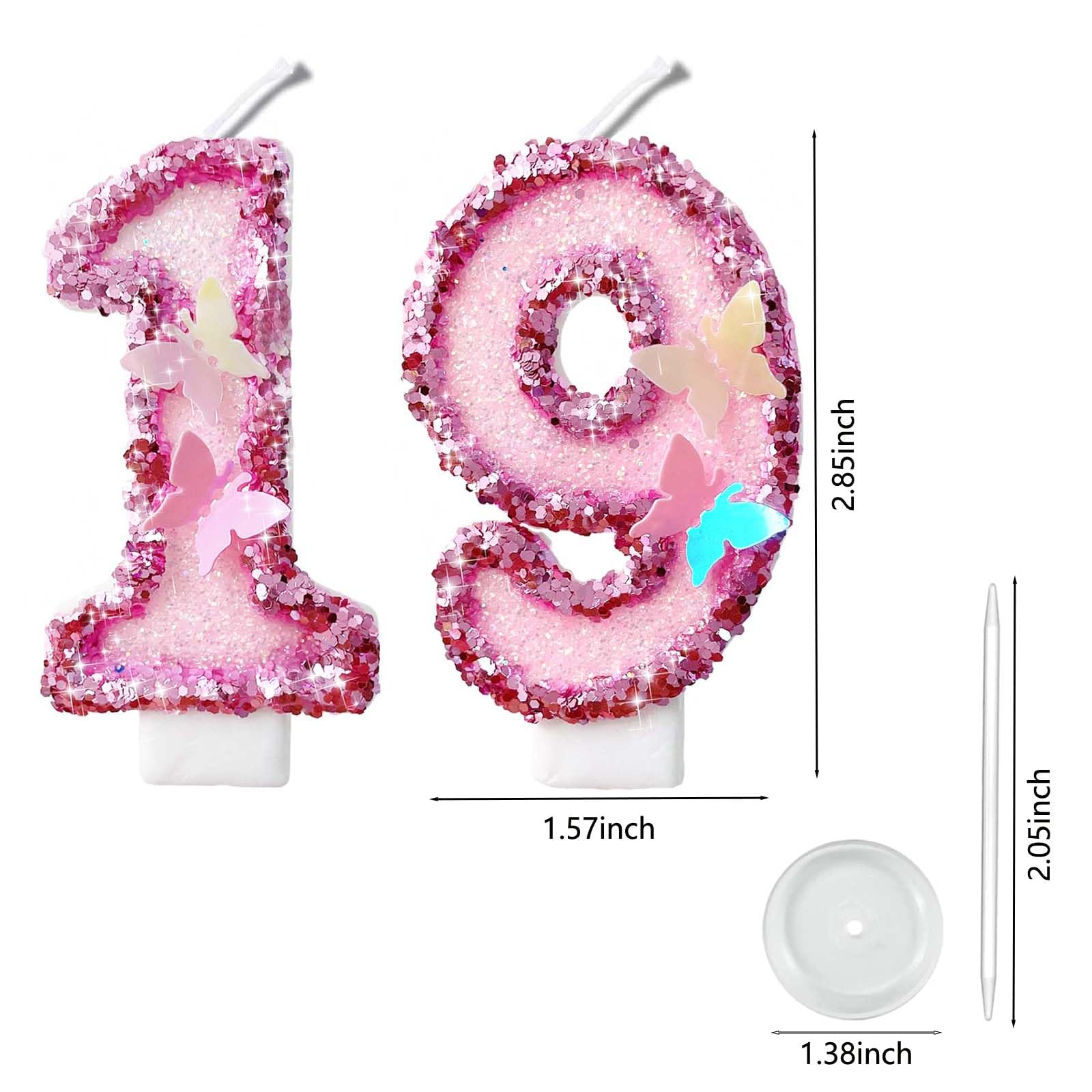 Amazon.co.jp: 2.8インチ ピンクバタフライ グリッターナンバー