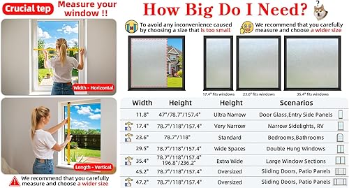 Miniatura 5 de DUOFIRE Película de privacidad para ventana, película de vidrio esmerilado natural, película de vidrio de adherencia estática, sin pegamento
