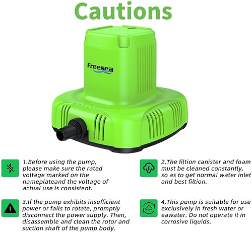 Miniatura 7 de FREESEA Bomba de agua sumergible de estanque Bomba de cubierta de piscina de 1585GPH 120W para sistemas hidropónicos de acuario de fuente al aire