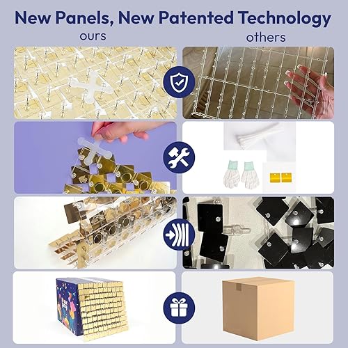 Miniatura 9 de HOUSE OF PARTY - Paneles de fondo de pared con lentejuelas cuadradas de arcoíris (paquete de 24 unidades), fondo de fotos con purpurina para