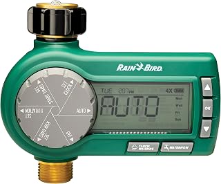 Rain Bird 1ZEHTMRP Digital Hose End Timer - Battery Operated, Brass Fittings, 1-Zone Pro Controller for Sprinklers & Drip Irrigation
