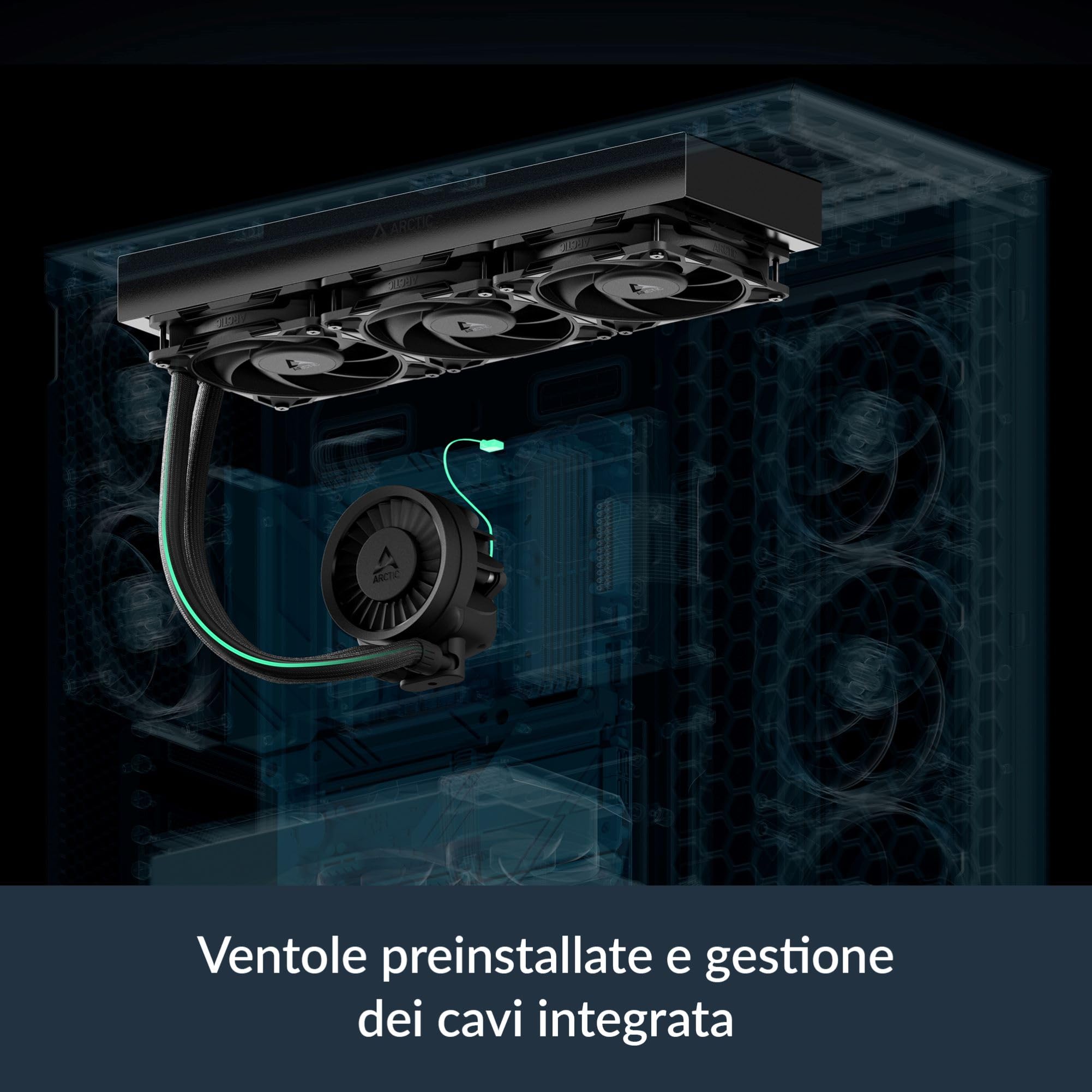ARCTIC Liquid Freezer III Pro 360 - Dissipatore AIO per CPU, 3 x 120 mm Raffreddamento a Liquido, Radiatore da 38 mm, Pompa PWM, Ventola VRM, AM5/AM4, Intel LGA1851/1700 Telaio di Contatto - Nero