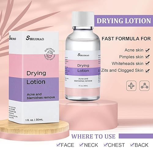 Miniatura 2 de Loción de secado para el acné persistente (1 onza), tratamiento de manchas de acné y acné durante la noche para cara y cuerpo, loción de espinillas,