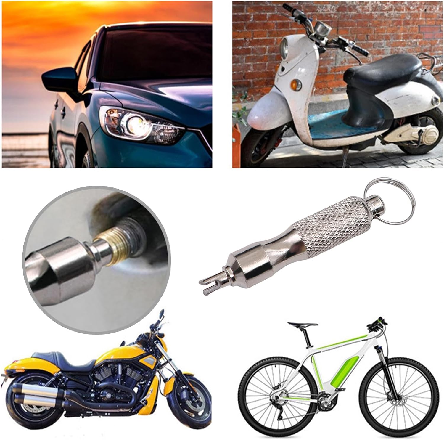 Rulbelok Multifunctional Tire Valves Repair Disassembly Tool Keychain for Emergencies Convenient Use Quick Tire Service Bike Motorcycle Valves Tool