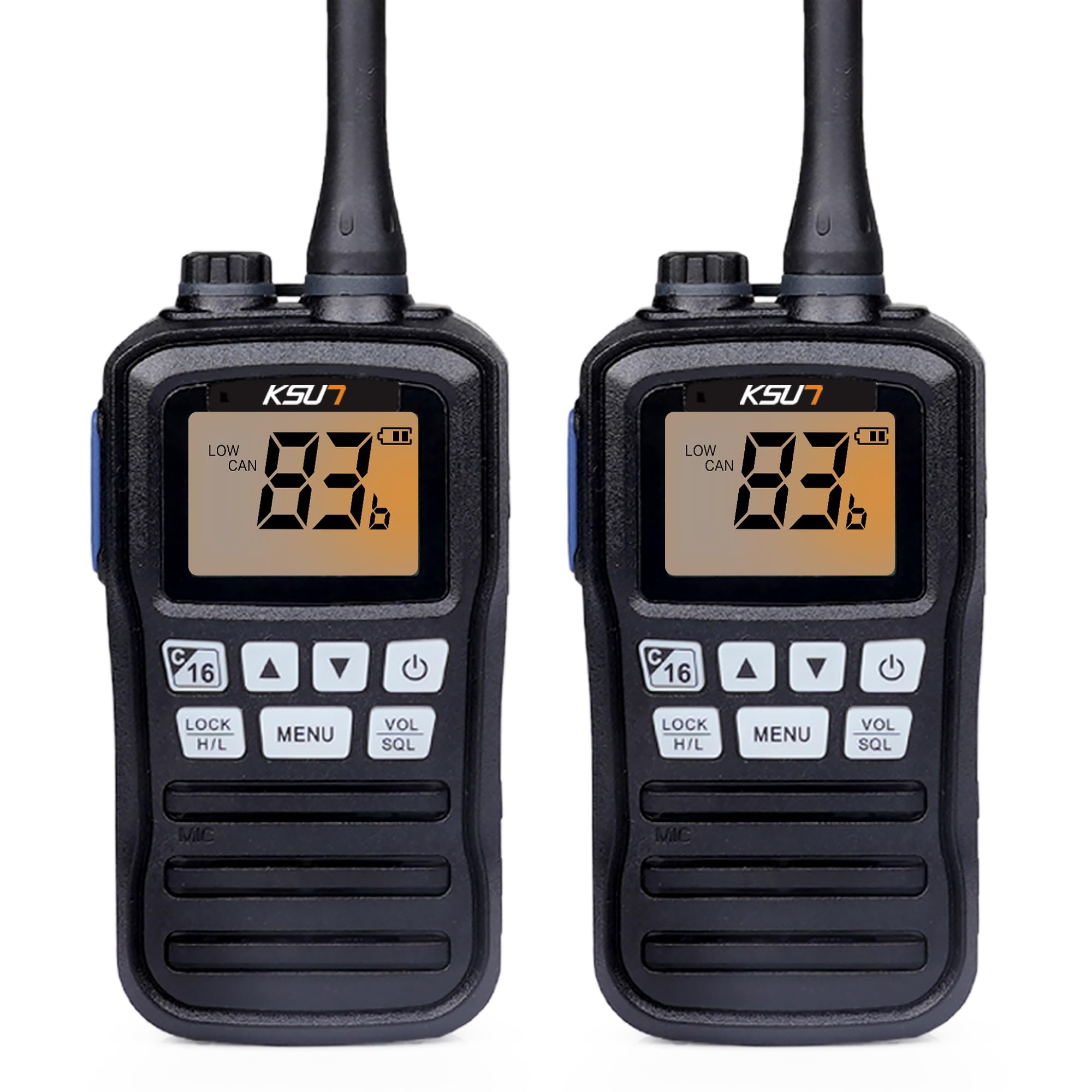 KSUN Handheld Two-Way VHF Marine Radio NOAA Weather, Portable Marine Radios Floating IPX7 Waterproof, International Channel, Vibration Drainage, Boat Two Way Radio Gift for Kayak Fishing, 2 Pack